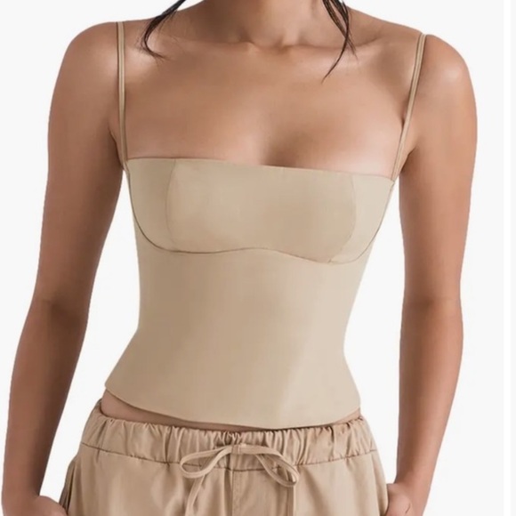 House of CB Tops - House Of CB Audette Structured Cotton Twill Corset Top